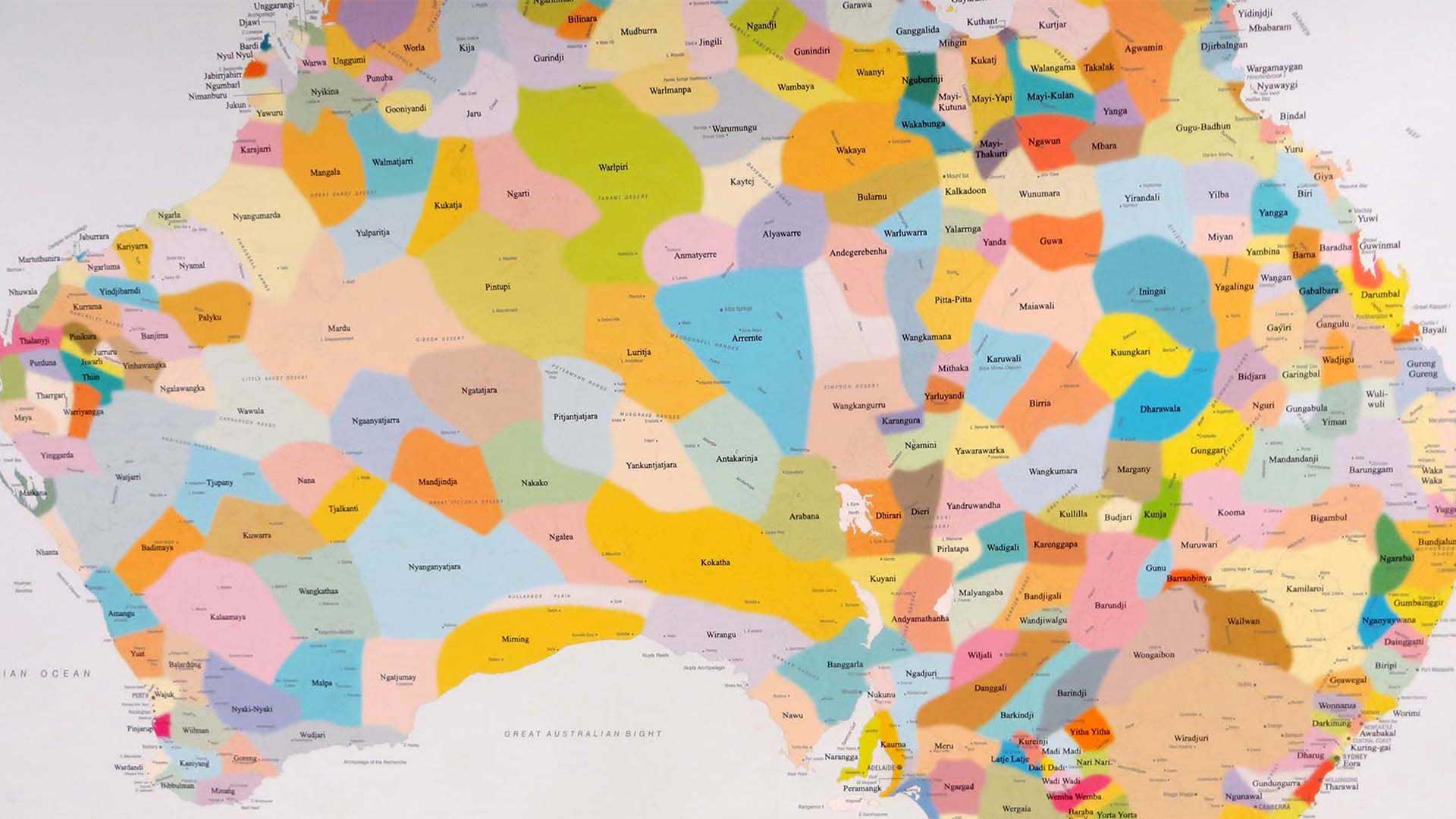 Map of Aboriginal regions across Australia showing pan-Aboriginal areas