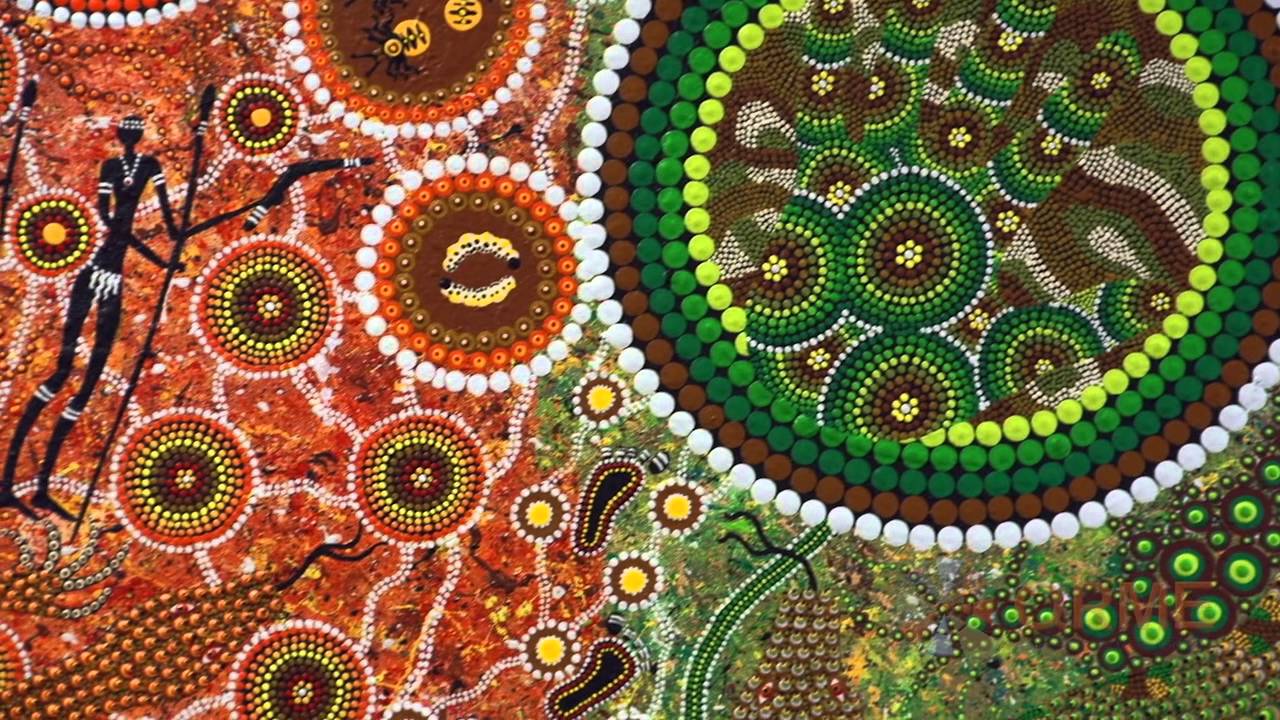 Aboriginal art techniques including dot painting and cross hatching