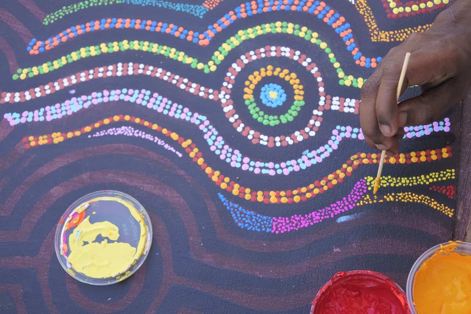 Traditional Aboriginal dot painting from the Western Desert