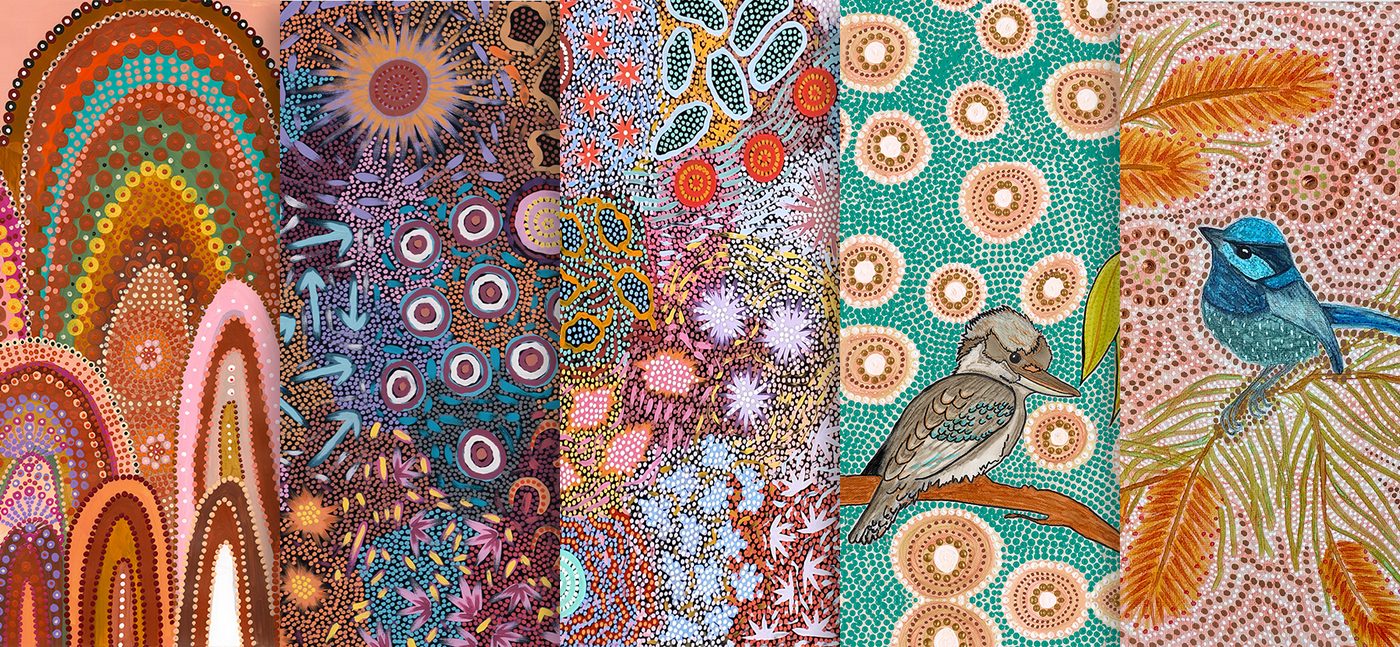 Koh Living Aboriginal art homewares hero with ceramics and candles