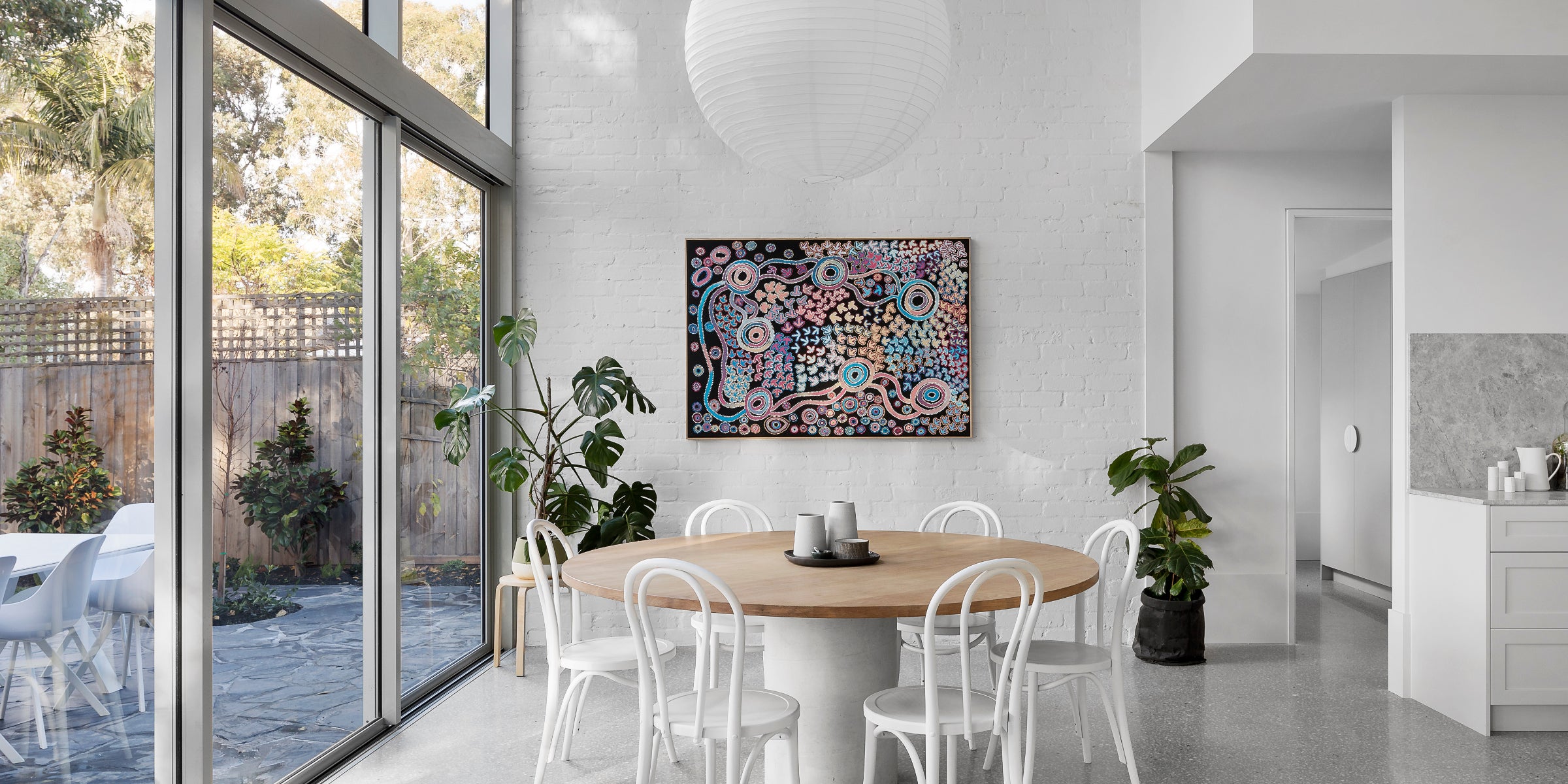 Aboriginal art styled inside a modern Australian interior
