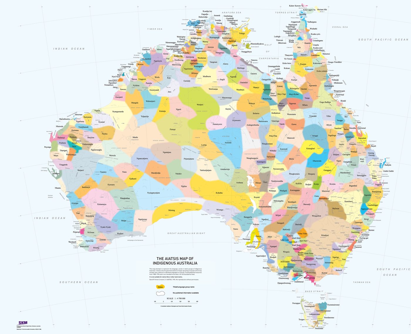 Map showing Aboriginal language groups across Australia around 1770