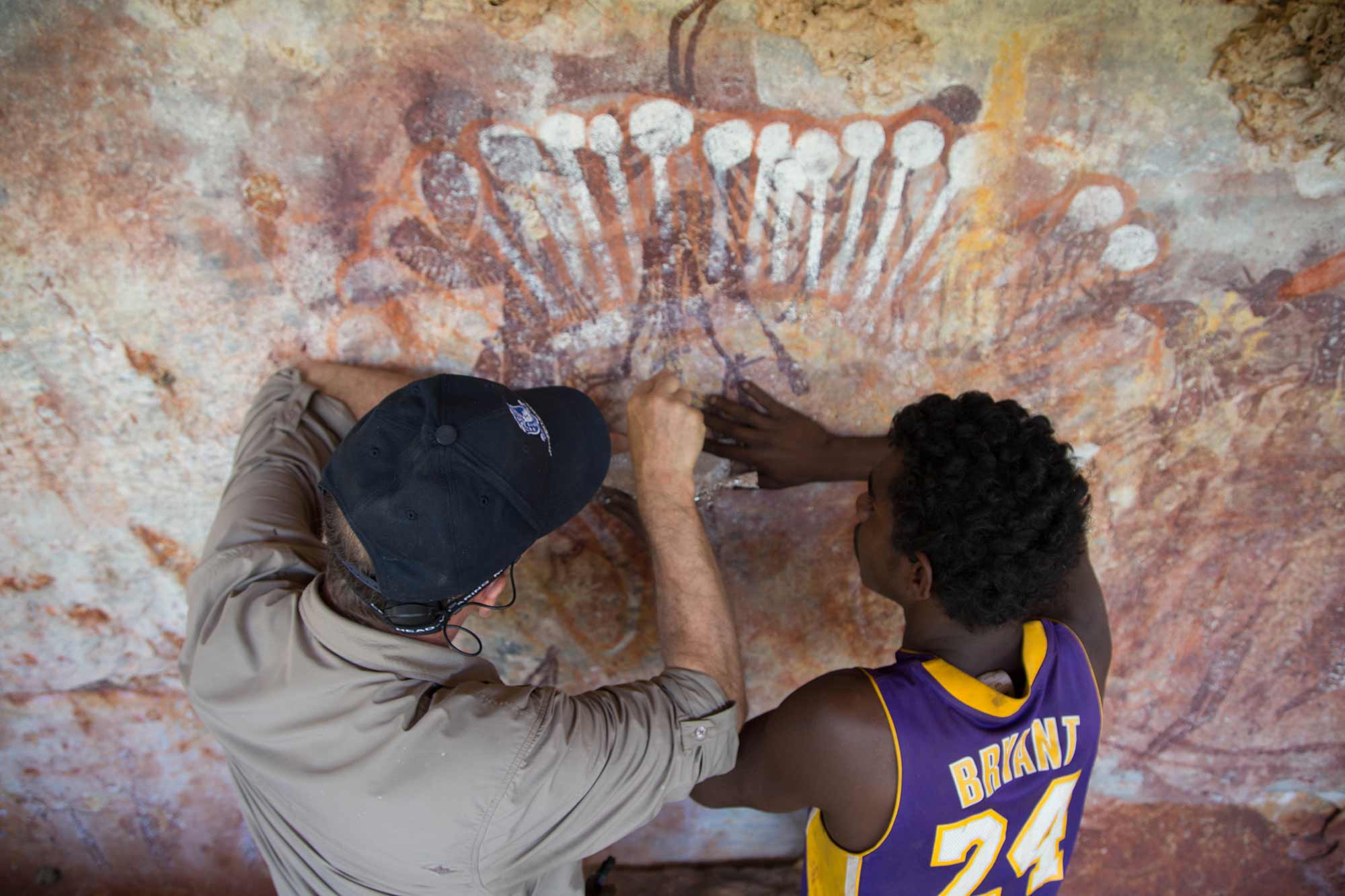 Ochre rock painting at an ancient Aboriginal site