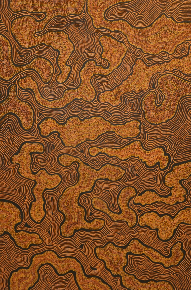 Traditional Aboriginal art using ochre pigments on natural surface