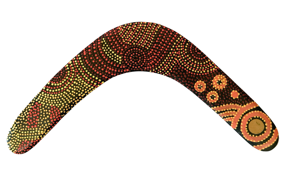 Returning boomerang hand-painted by an Aboriginal artist