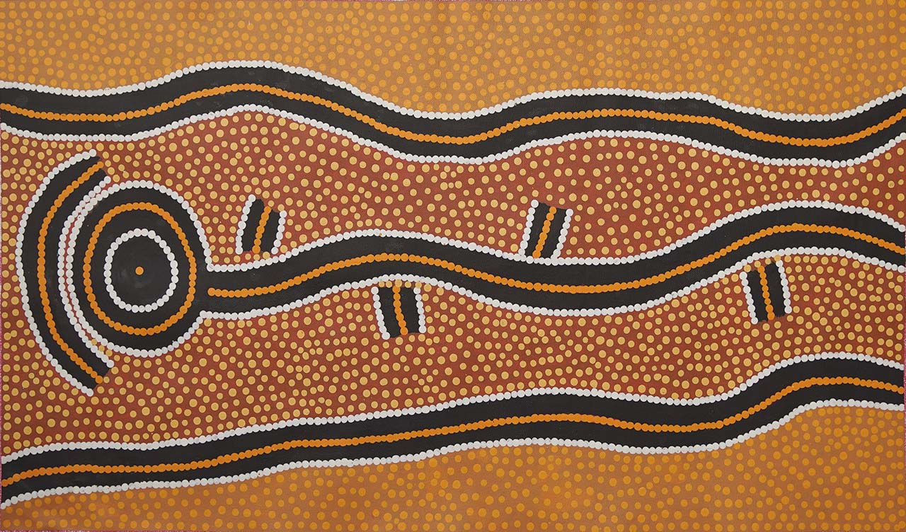 Detail of a traditional Aboriginal painting on canvas