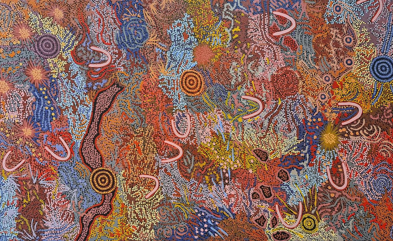 Clifford Possum Tjapaltjarri Two Jangala Brothers at Wariakalangu