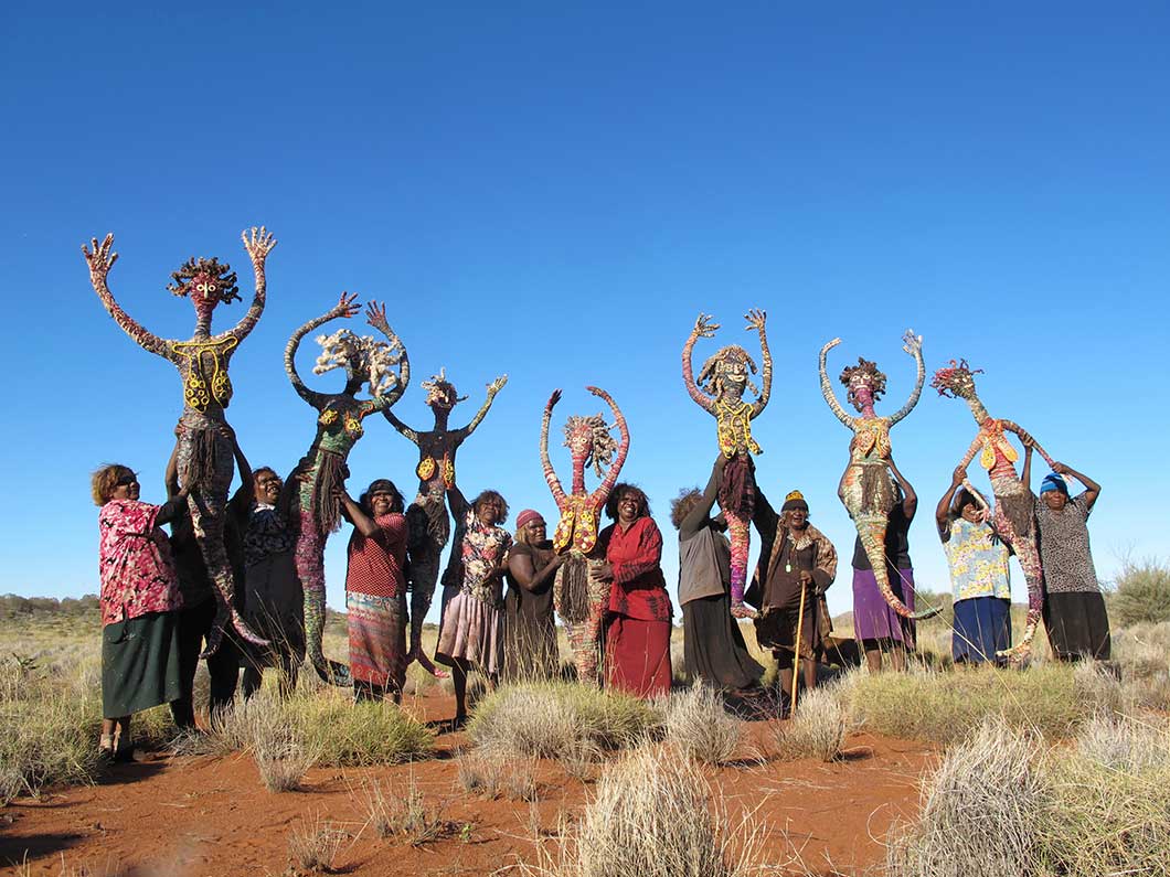 Aboriginal Dreaming story rendered as dot-style art