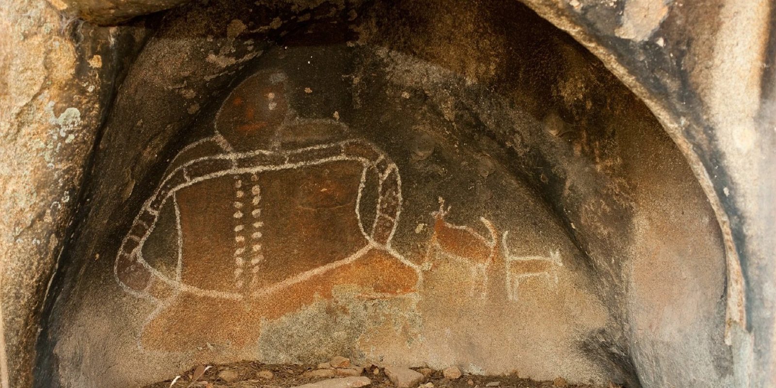 Bunjil rock painting showing the deep antiquity of Aboriginal art in Australia