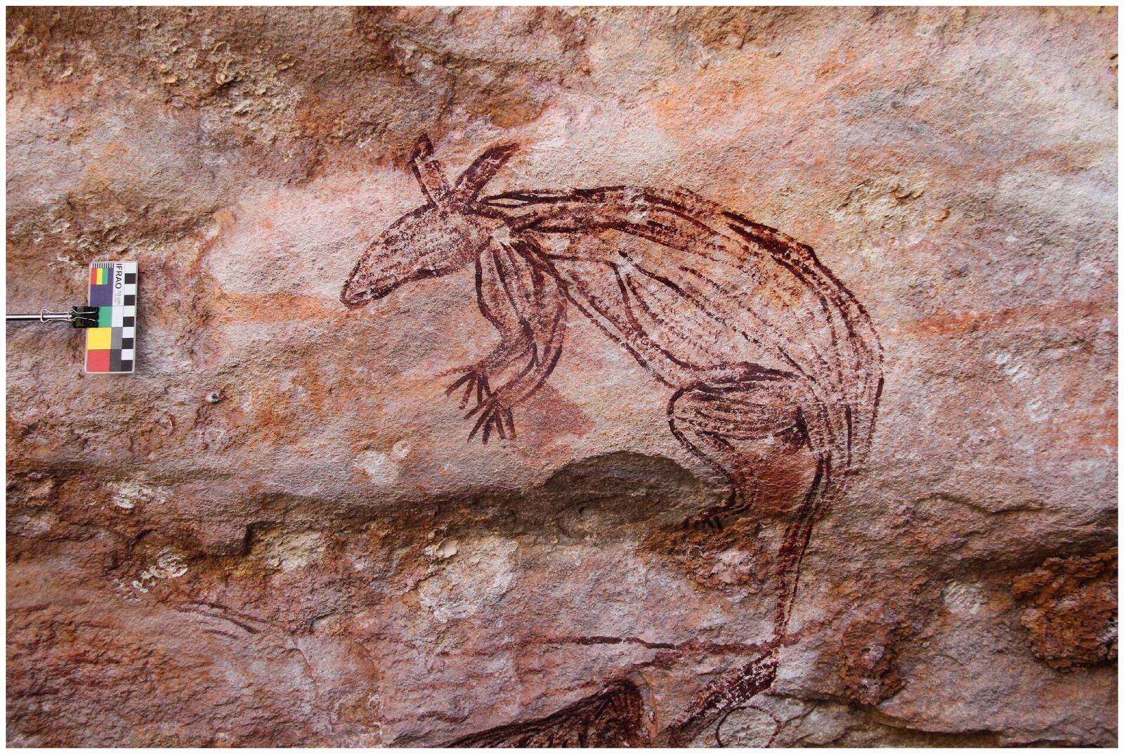 Ancient Aboriginal rock art panel in Australia