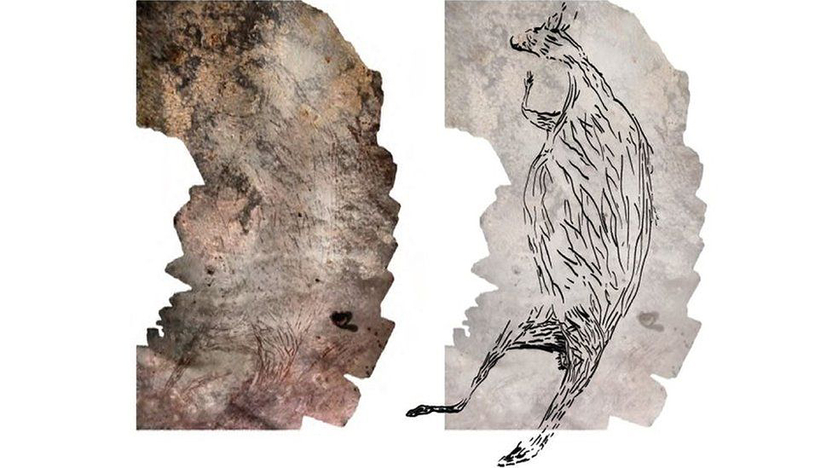 The 17,300-year-old kangaroo rock painting in the Kimberley, Australia's oldest reliably-dated artwork