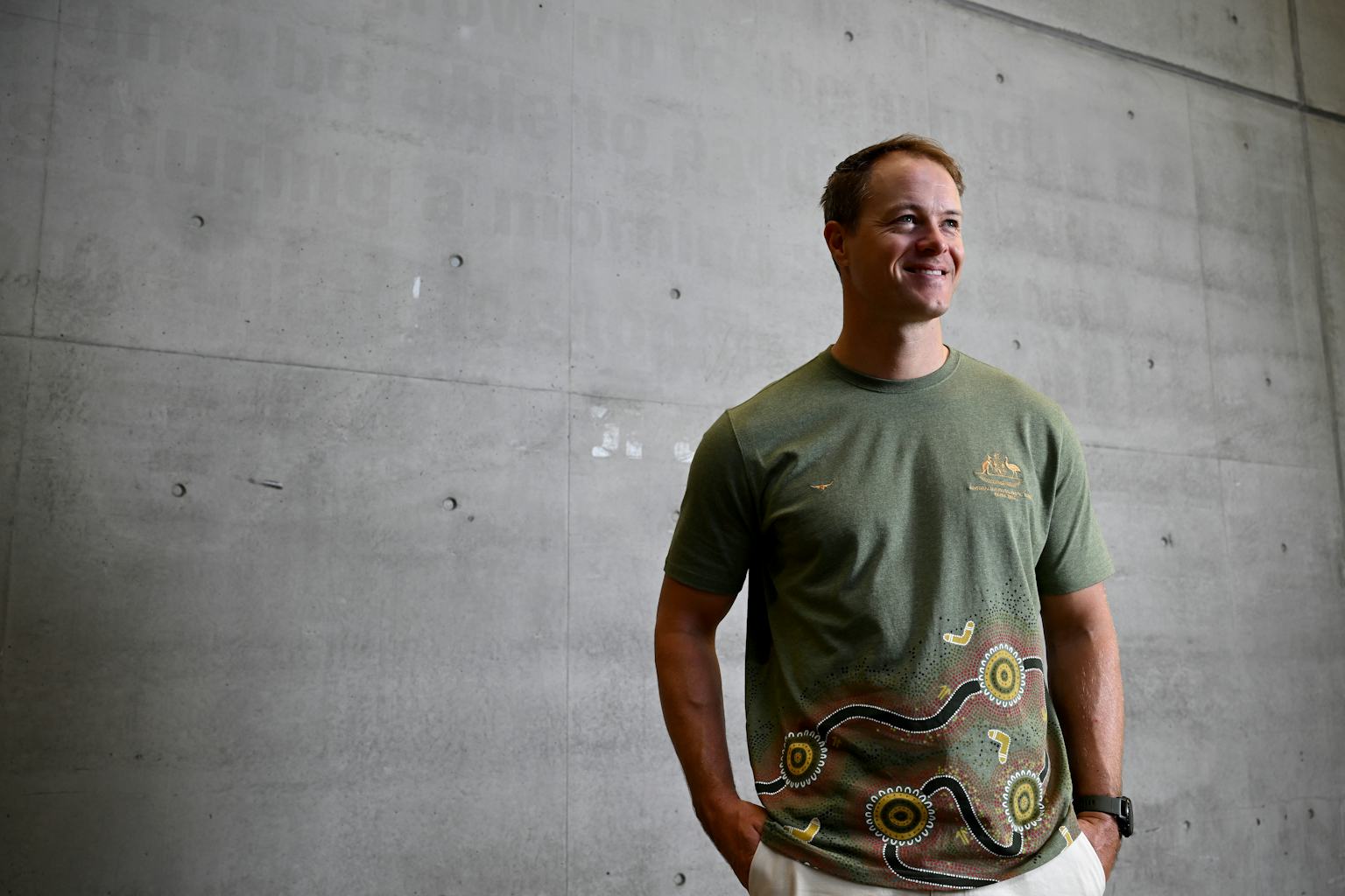 First Nations designed apparel hanging on a rack
