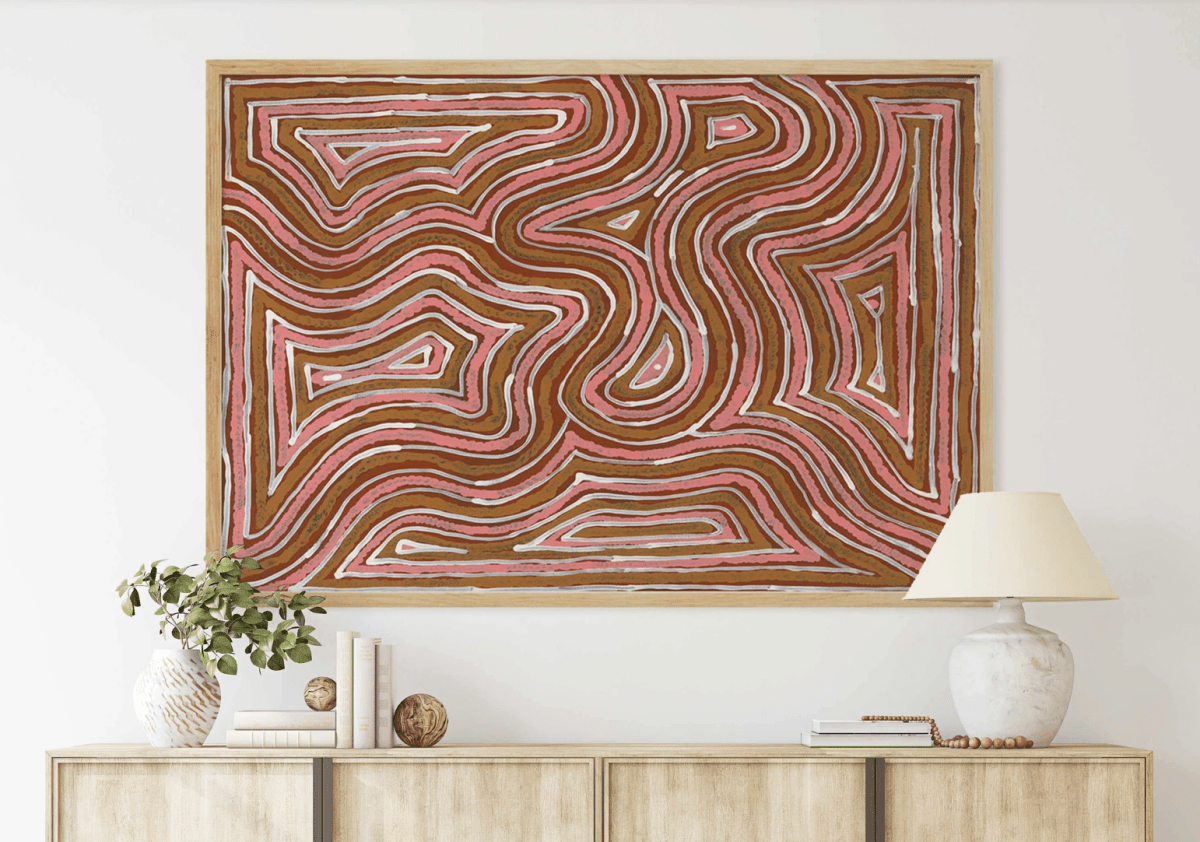 Aboriginal art home decor pieces on display