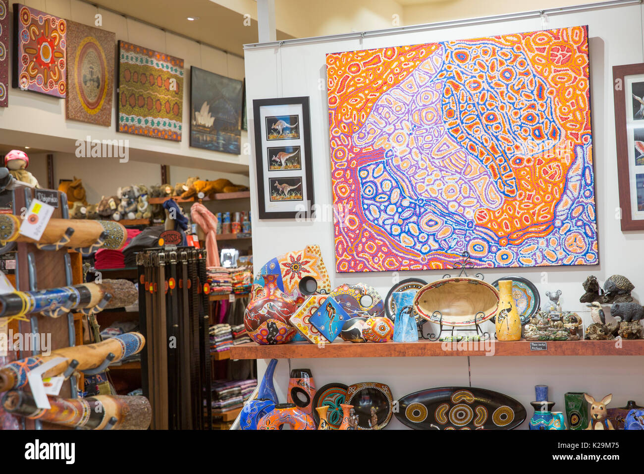 Souvenir shop selling Aboriginal art and paintings in The Rocks, Sydney