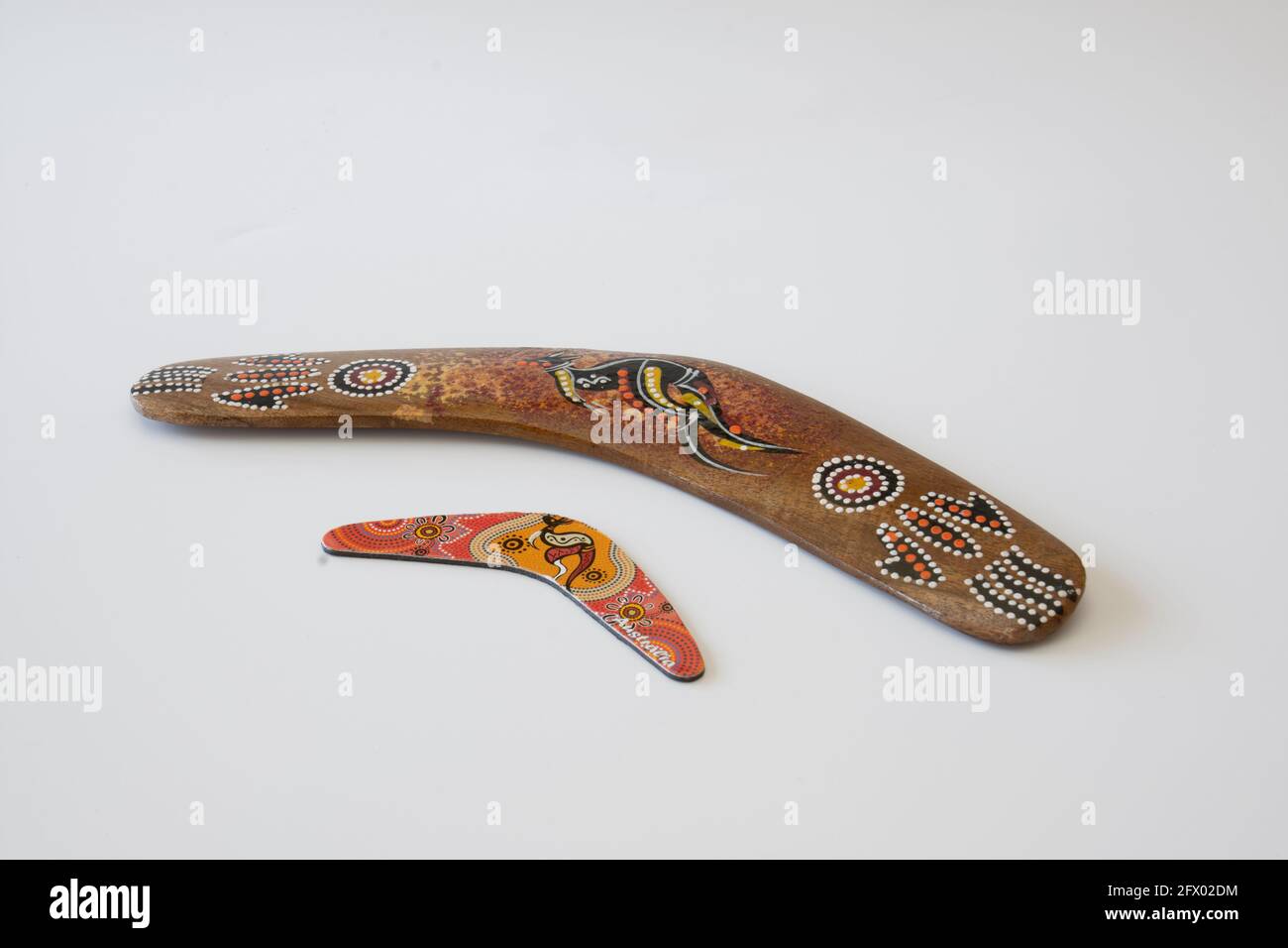 Colourful hand-painted Australian boomerangs as souvenirs