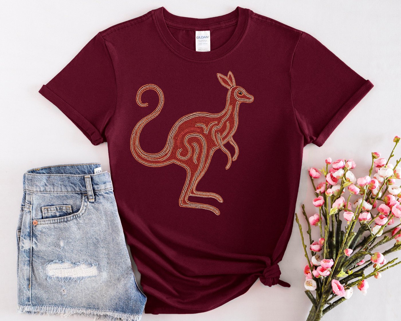 Kangaroo Aboriginal art dot painting design