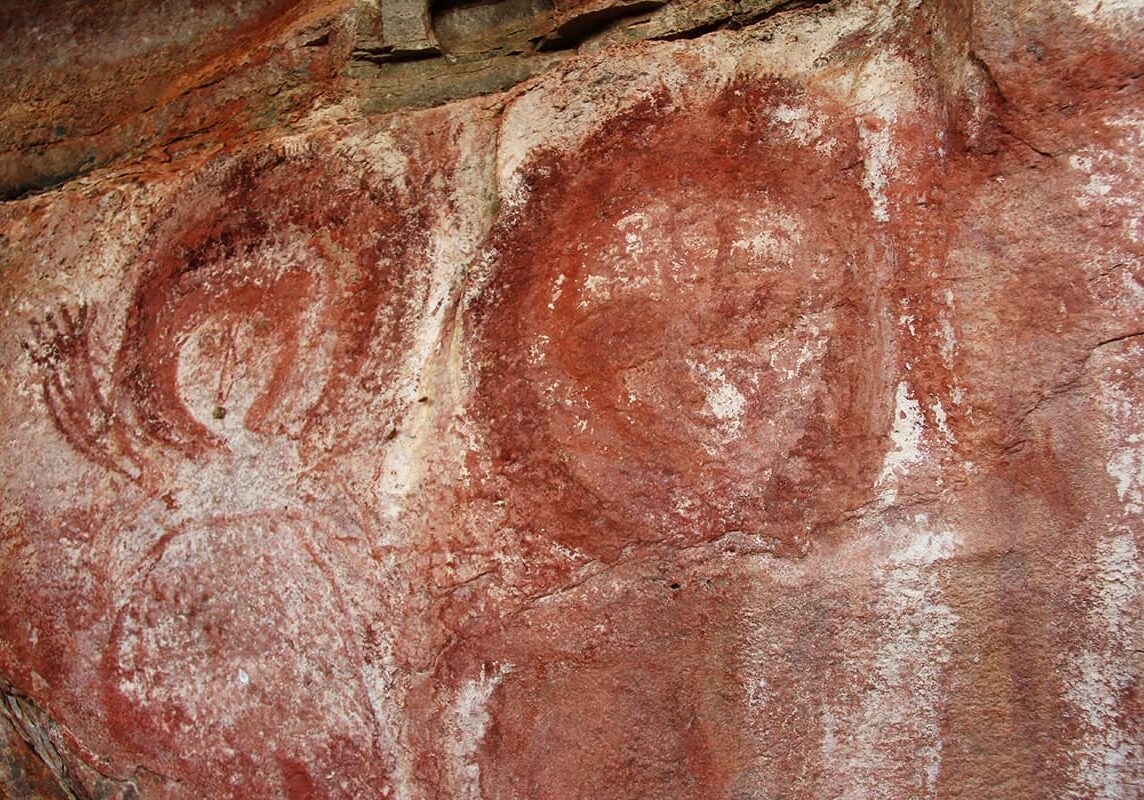 Wandjina rock art figures in the Kimberley region of Western Australia