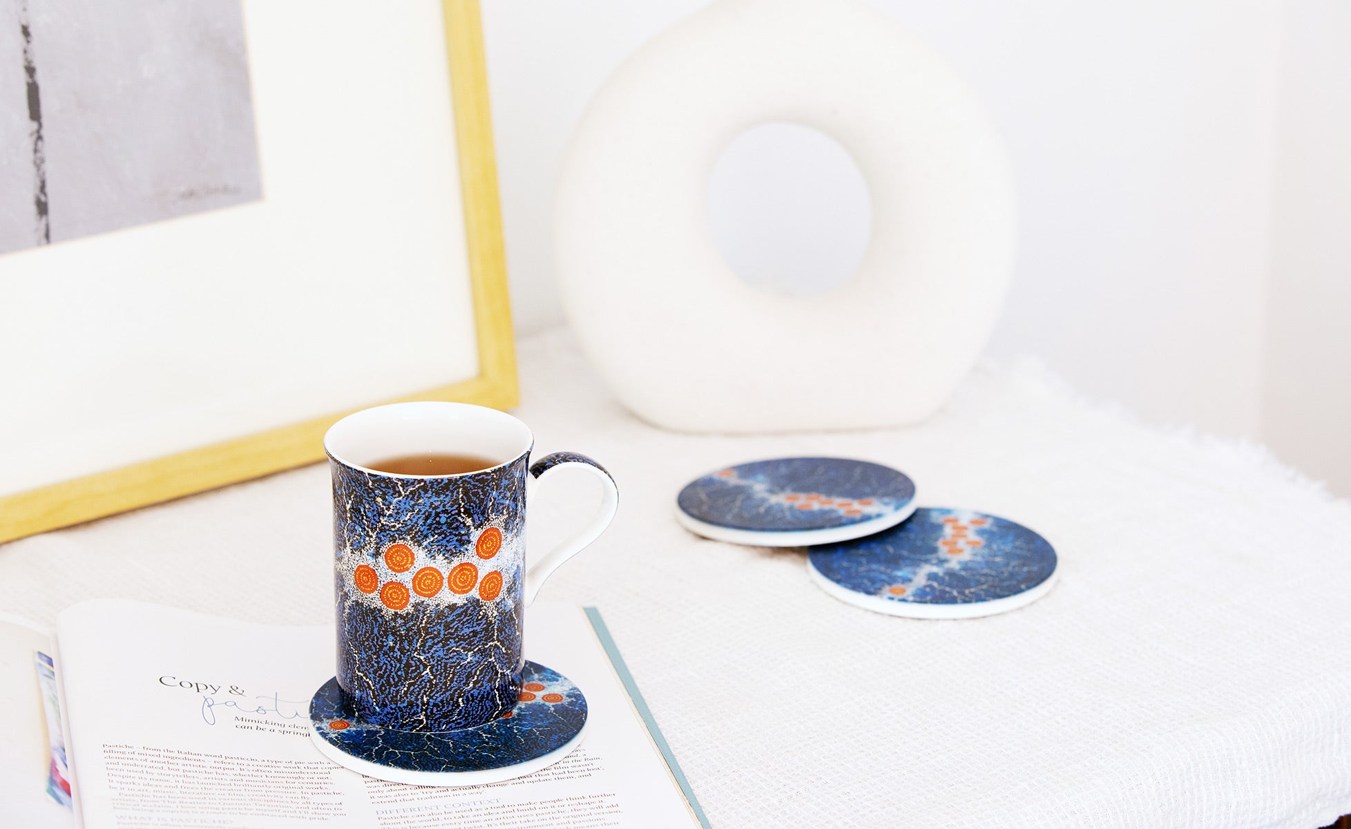 Aboriginal art ceramic coffee mug featuring Indigenous design
