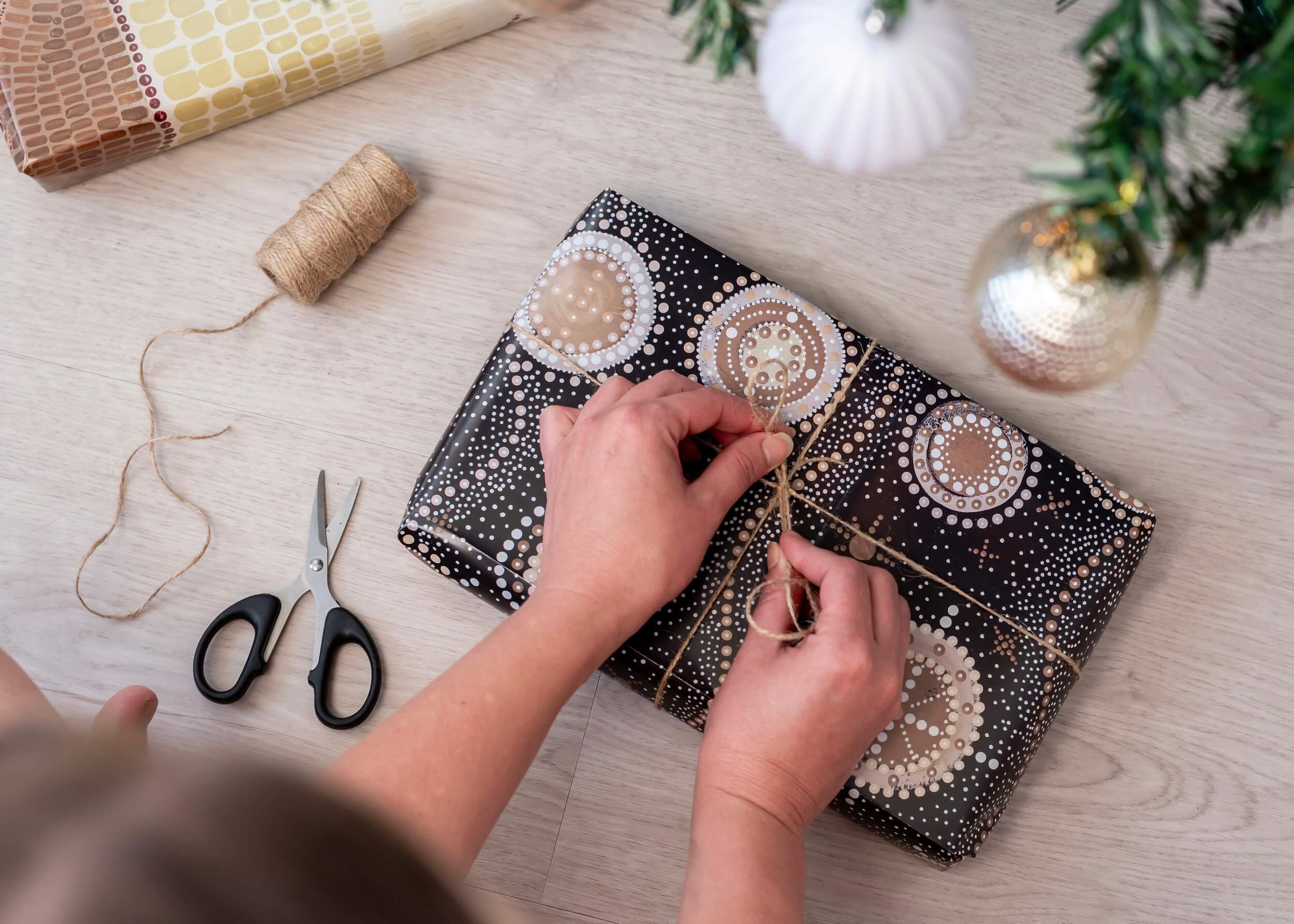 Aboriginal artwork design gift wrapping paper