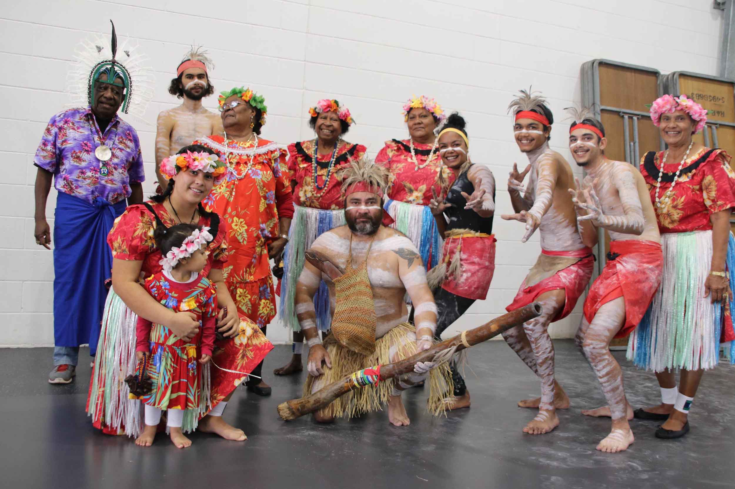 Gubbi Gubbi Aboriginal dance group performing with Torres Strait Islander women