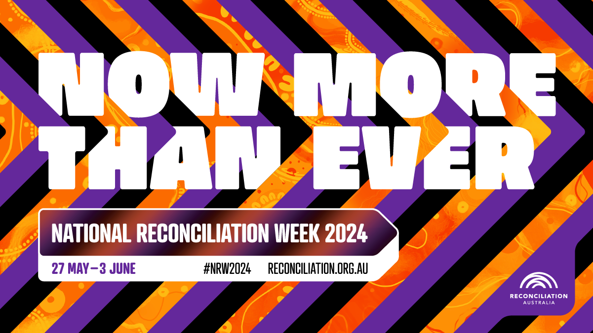 National Reconciliation Week social tile with Aboriginal and Torres Strait Islander artwork