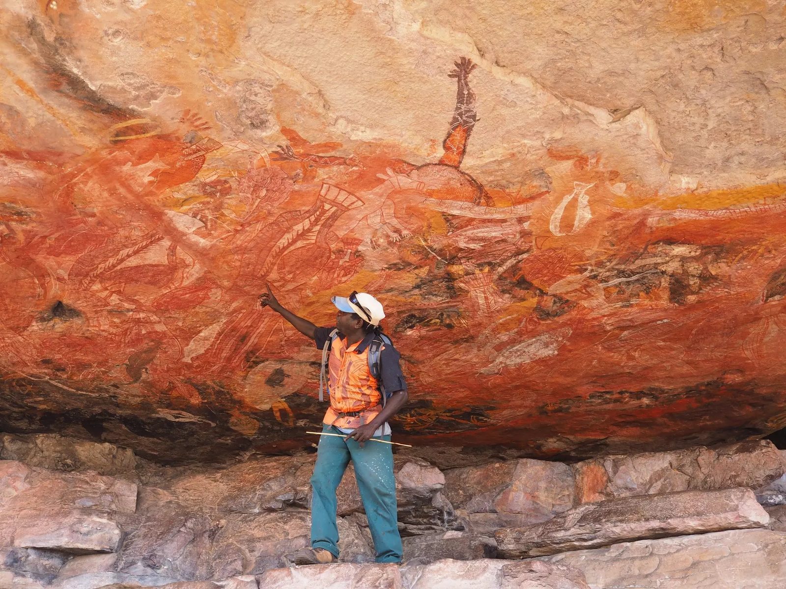 Aboriginal rock art panel in a sandstone shelter