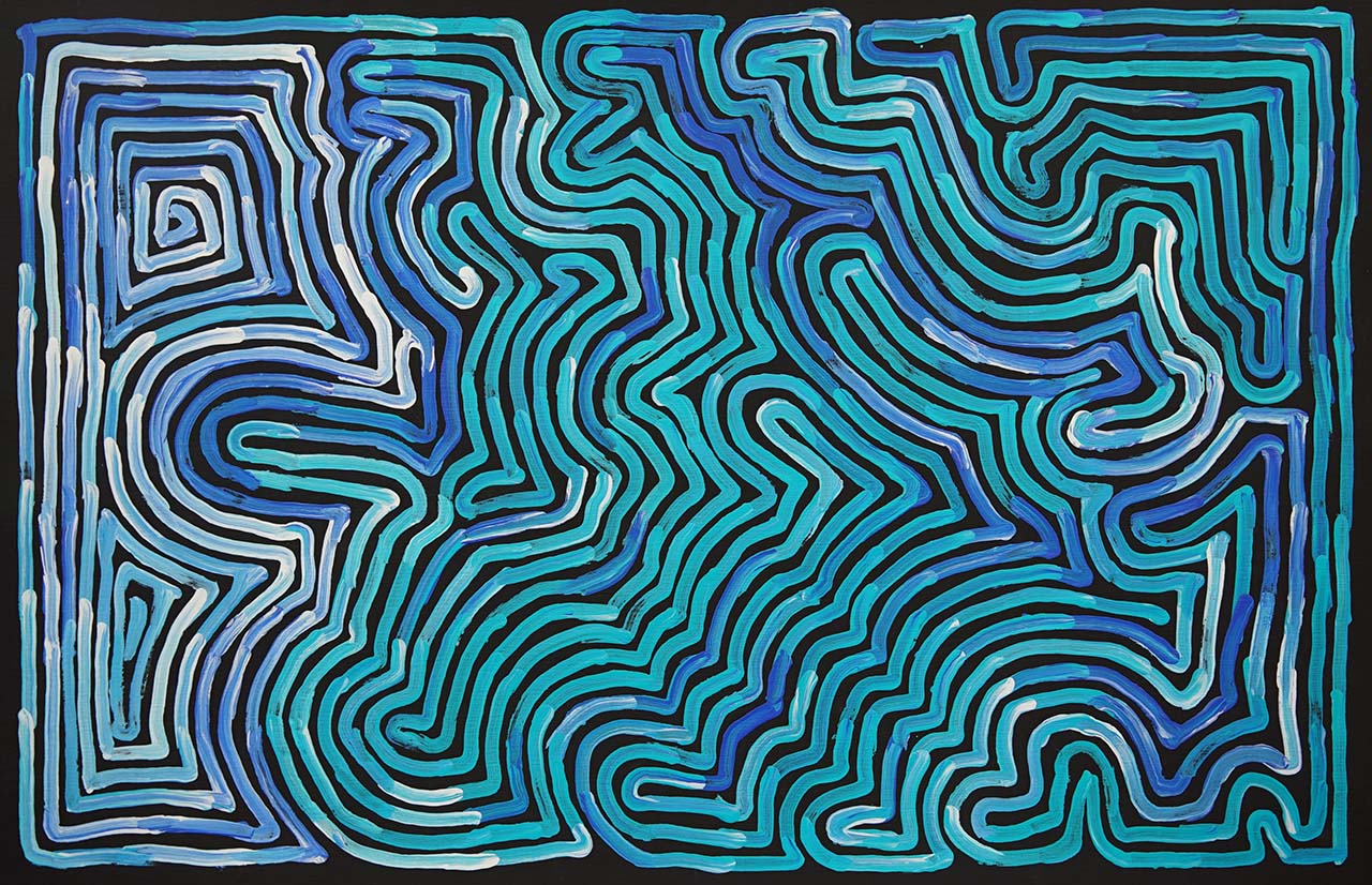 Contemporary Western Desert painting by Ronnie Tjampitjinpa