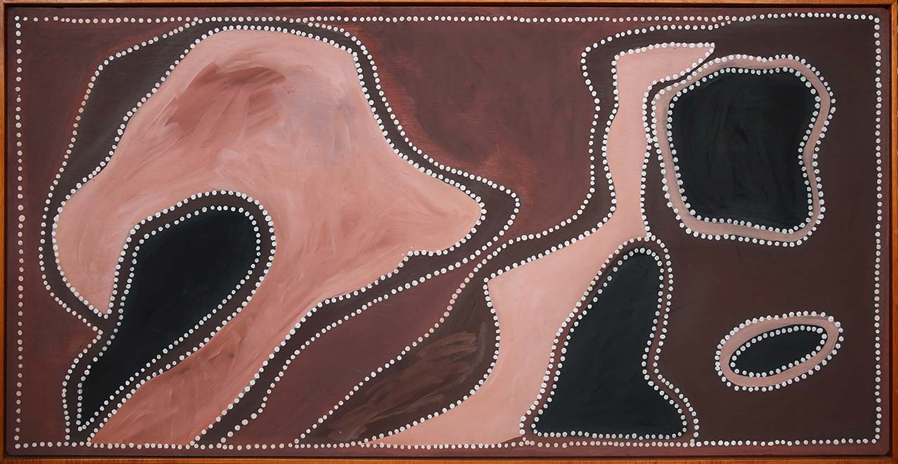 Aboriginal painting by Rover Thomas, whose bold land-based works share thematic connections with the colour field tradition