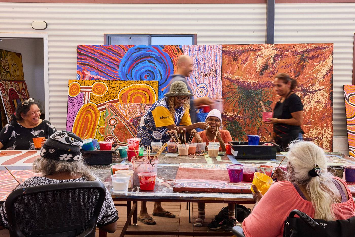 Umoona Community Art Centre artists and staff together