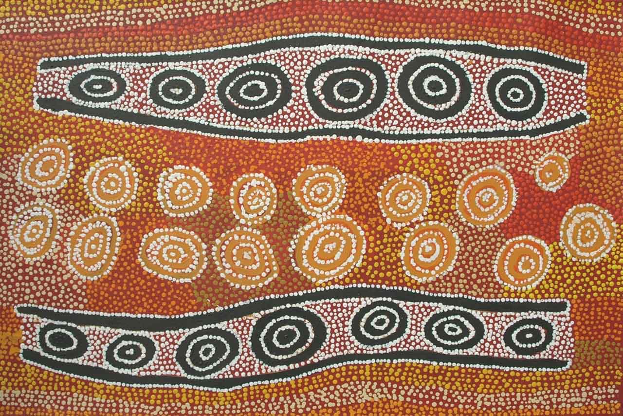 Aboriginal dot painting dreamtime artwork by Japingka artists