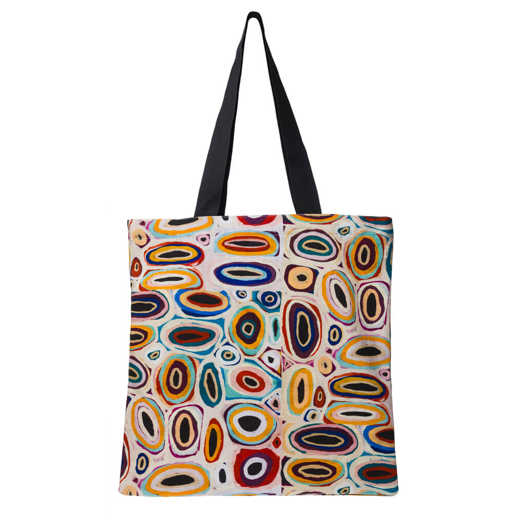 Aboriginal art bag featuring a licensed design by Gladys Kuru Bidu
