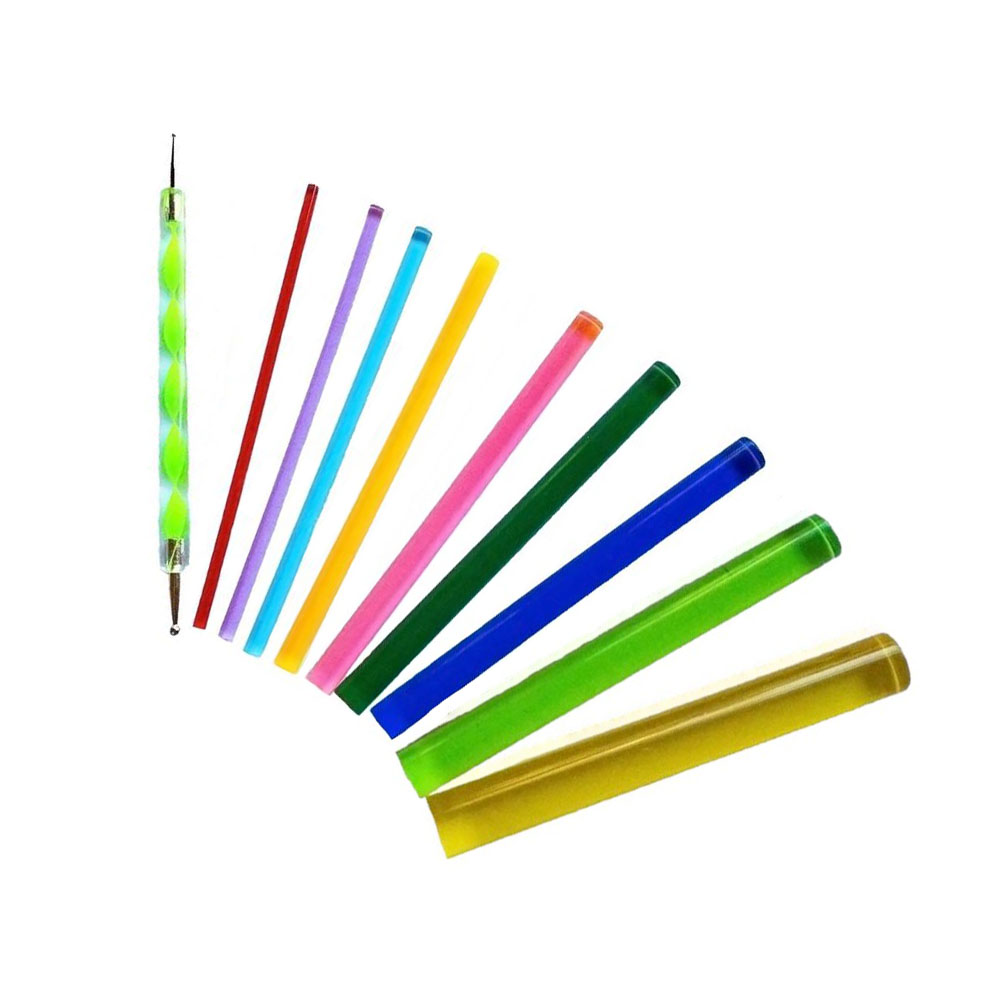 A multi-piece dot painting tool set with different rod sizes